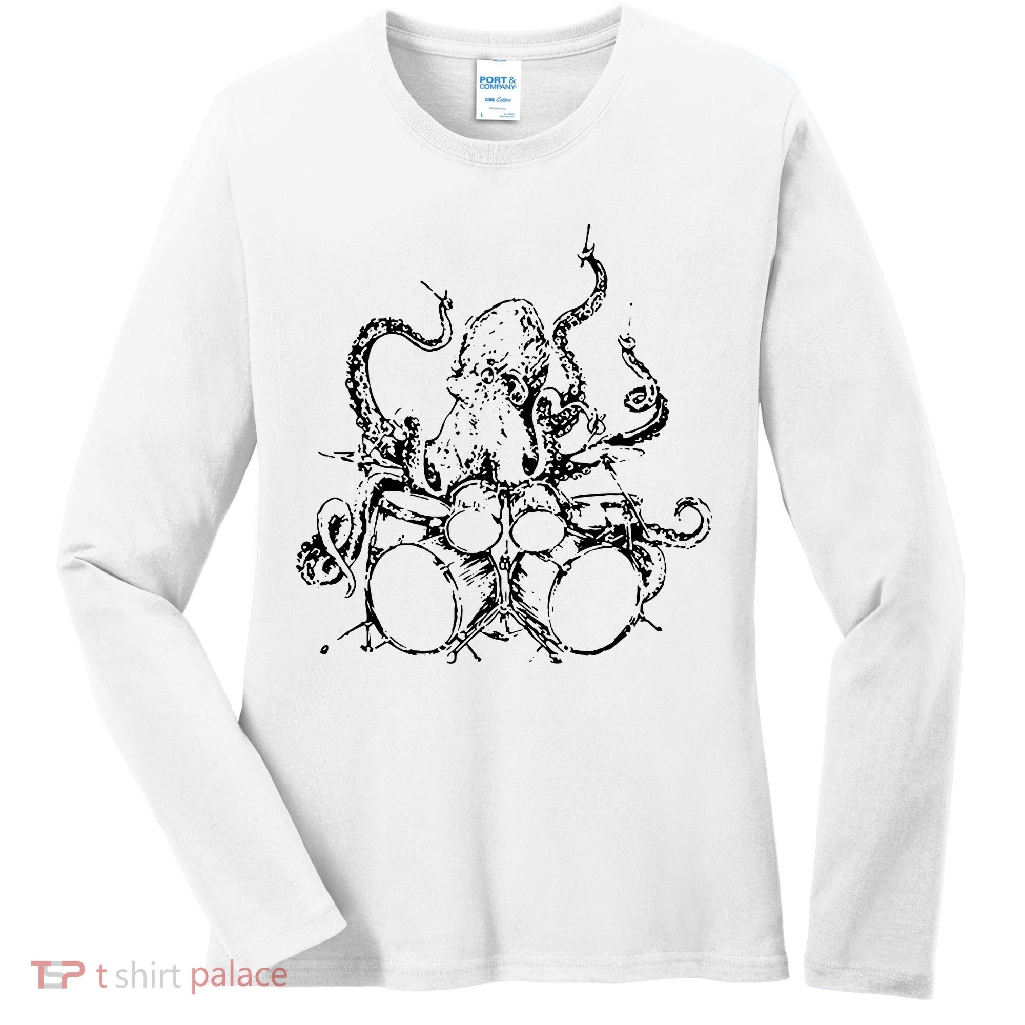 Octopus Drummer Women's Long Sleeve Shirt