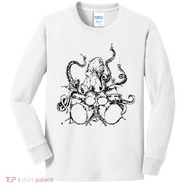 Octopus Drummer Kids Long Sleeve Shirt