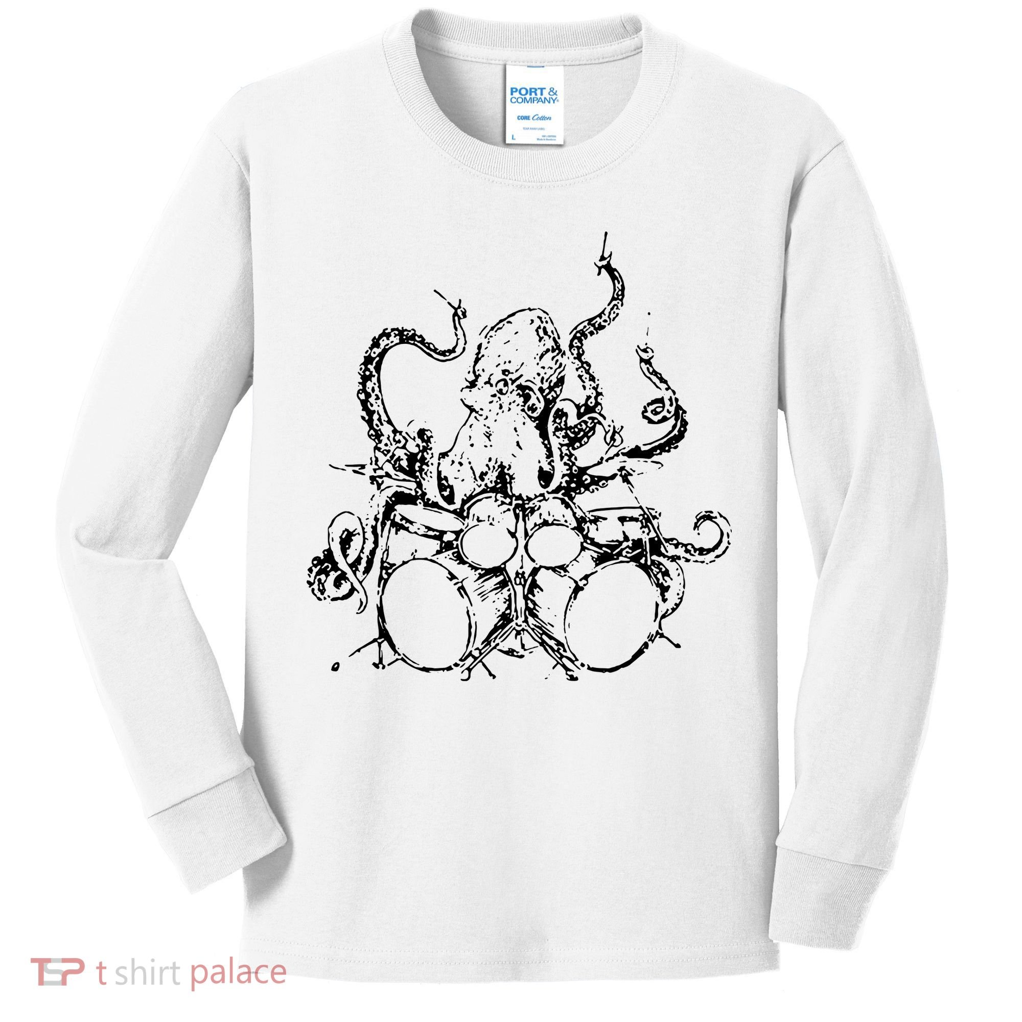Octopus Drummer Kids Long Sleeve Shirt