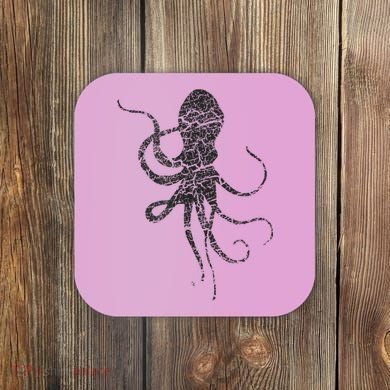 Octopus Distressed Print Vintage Octopus Coaster