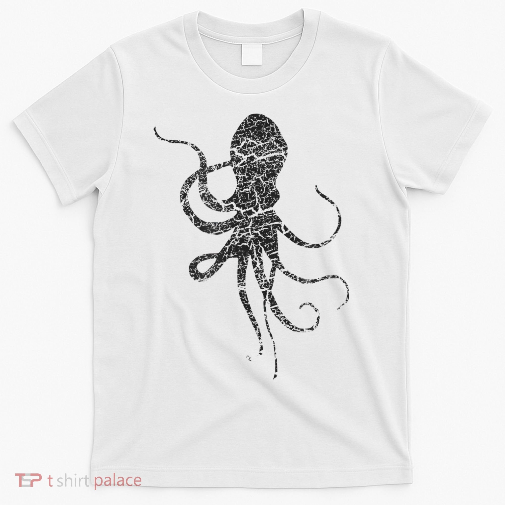 Octopus Distressed Print Vintage Octopus T-Shirt