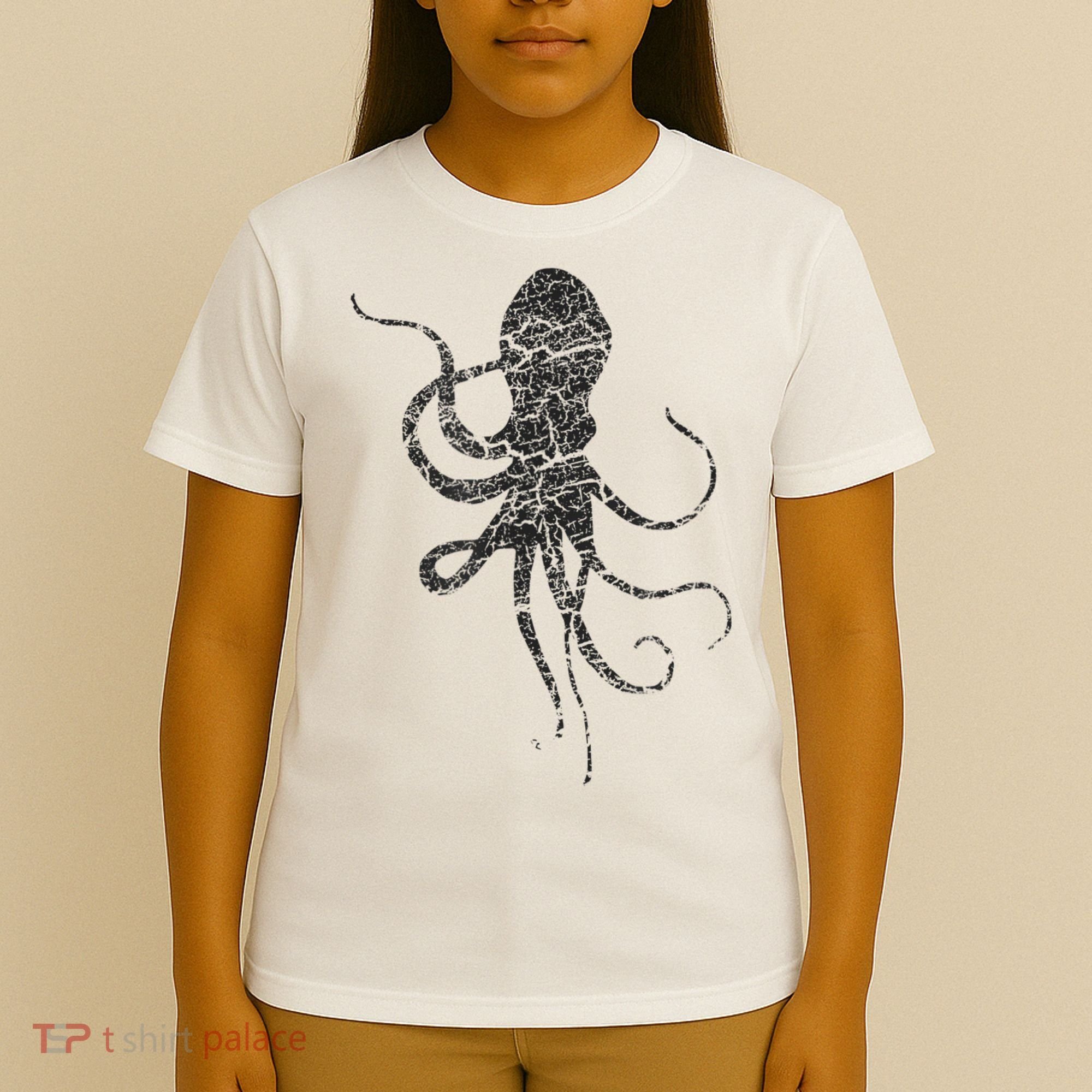 Octopus Distressed Print Vintage Octopus T-Shirt