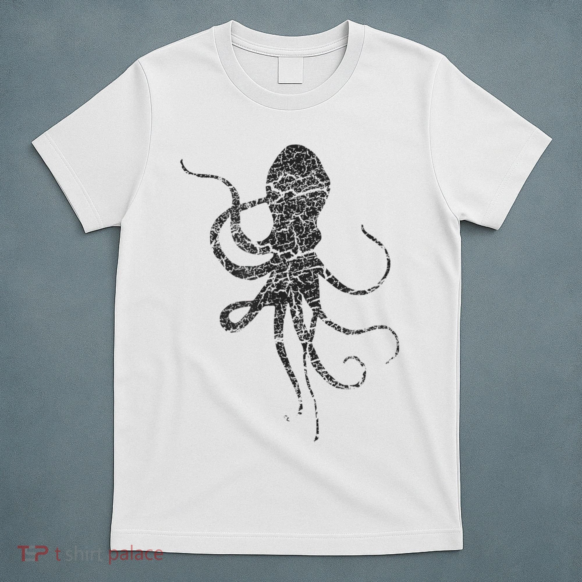Octopus Distressed Print Vintage Octopus T-Shirt
