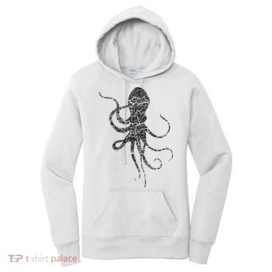 Octopus Distressed Print Vintage Octopus Women's Hoodie