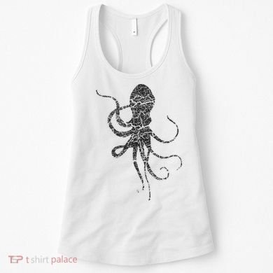 Octopus Distressed Print Vintage Octopus Women's Tank Top
