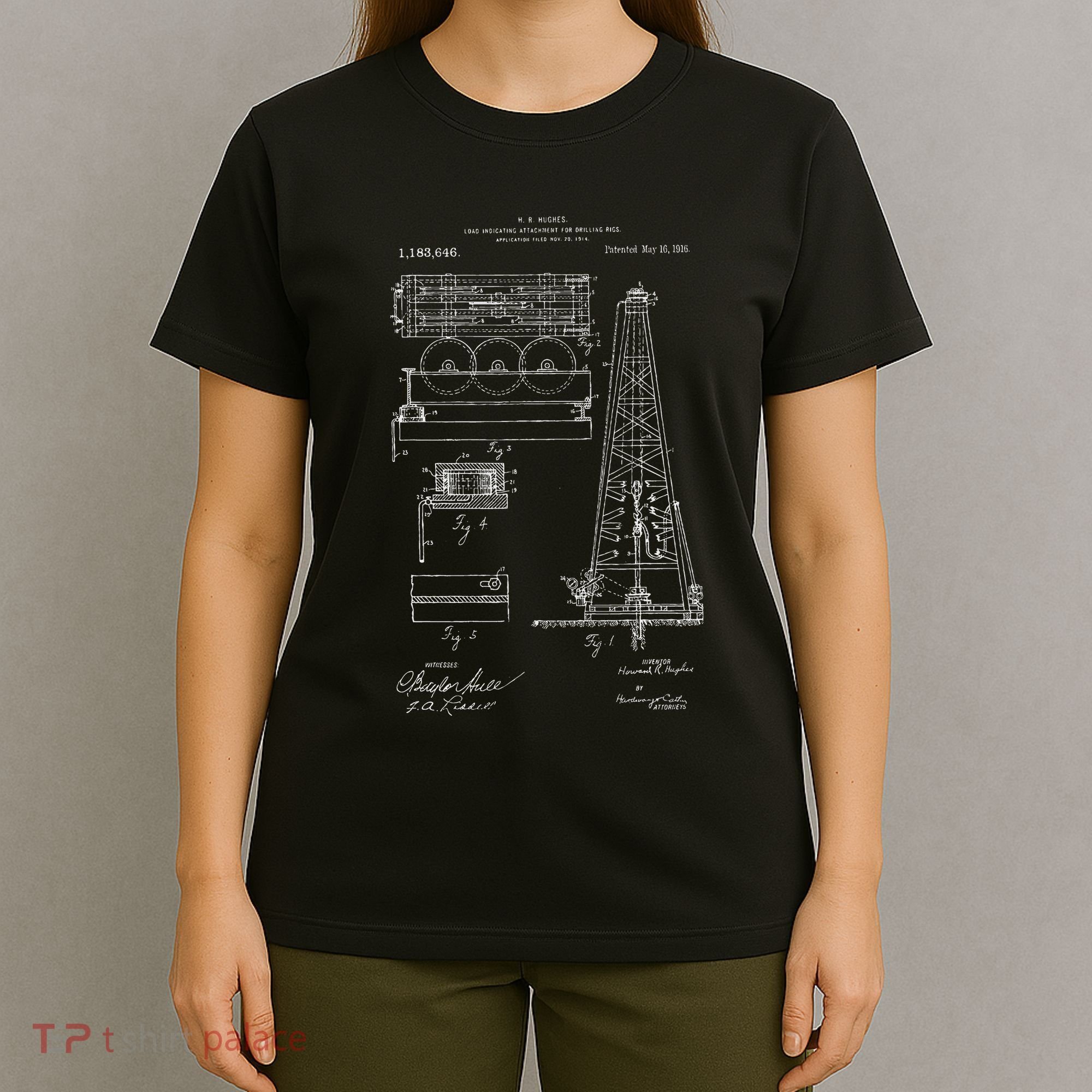Oil Drilling Rig Patent Graphic Oilfield Driller Gift T-Shirt
