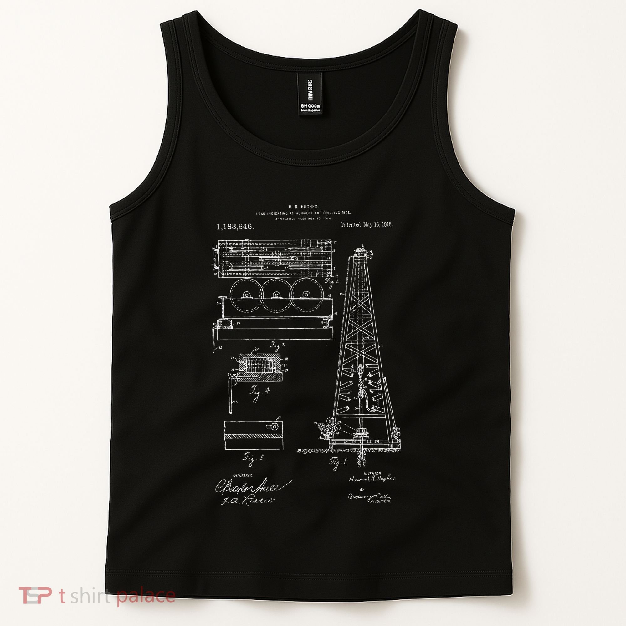 Oil Drilling Rig Patent Graphic Oilfield Driller Gift Tank Top