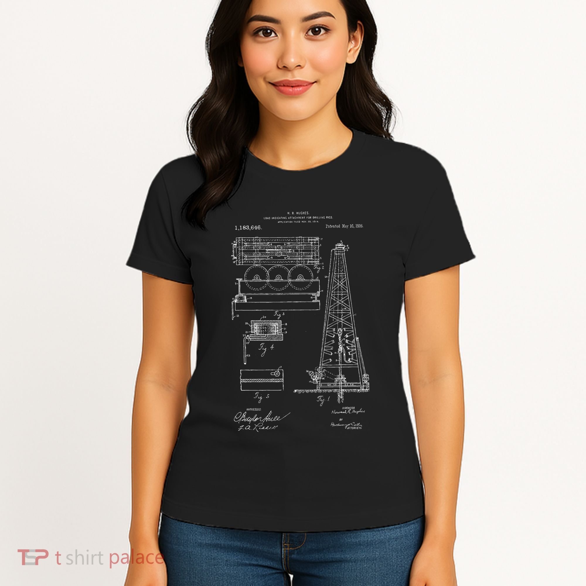 Oil Drilling Rig Patent Graphic Oilfield Driller Gift Women's T-Shirt