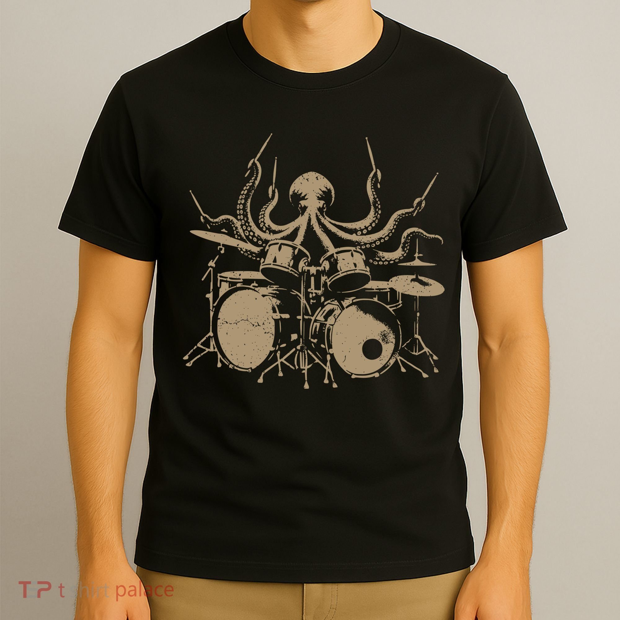 Octopus Drummer Rock N Roll Band T-Shirt