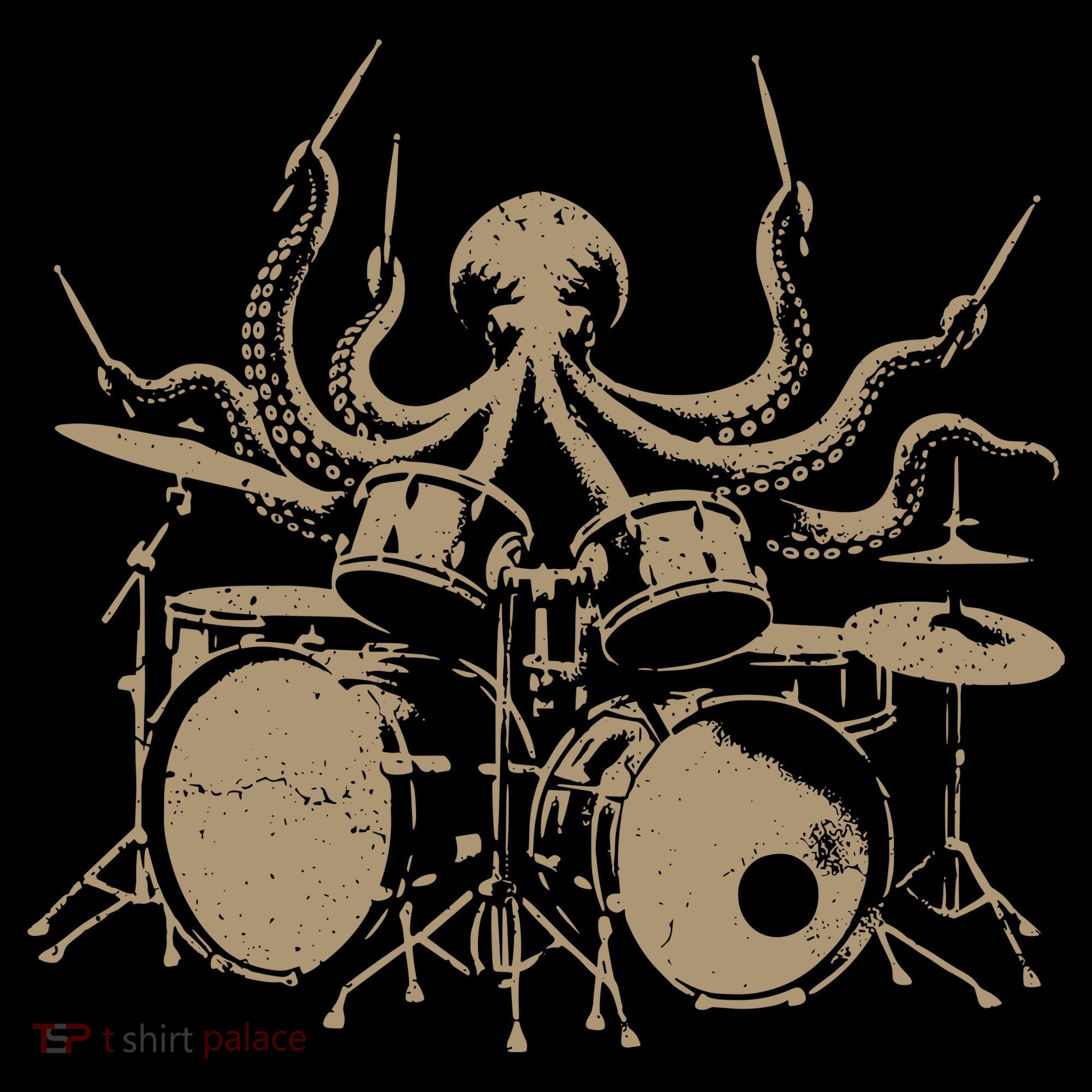 Octopus Drummer Rock N Roll Band Button