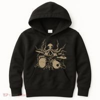 Octopus Drummer Rock N Roll Band Kids Hoodie thumb 0