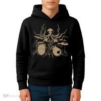 Octopus Drummer Rock N Roll Band Kids Hoodie thumb 4