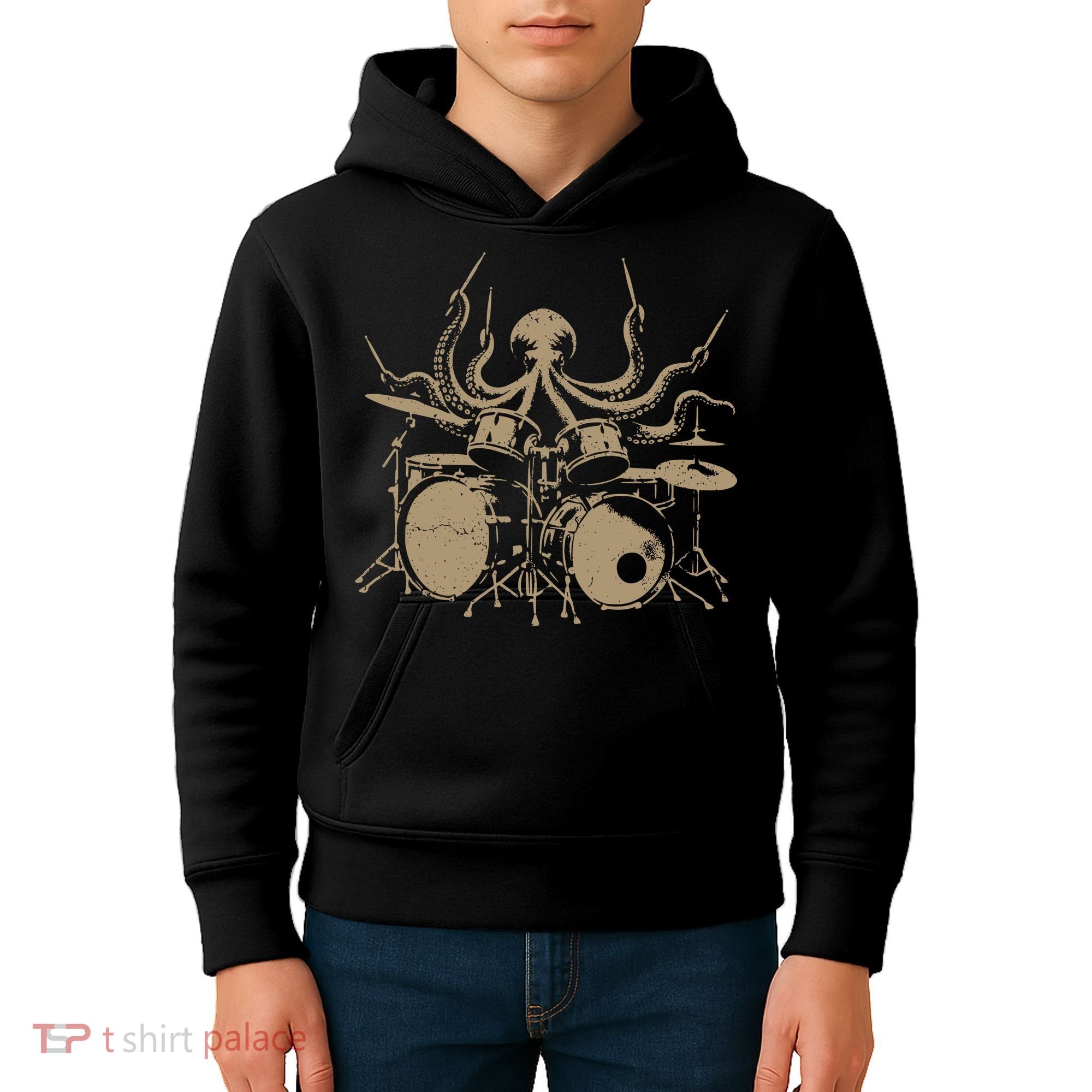 Octopus Drummer Rock N Roll Band Kids Hoodie