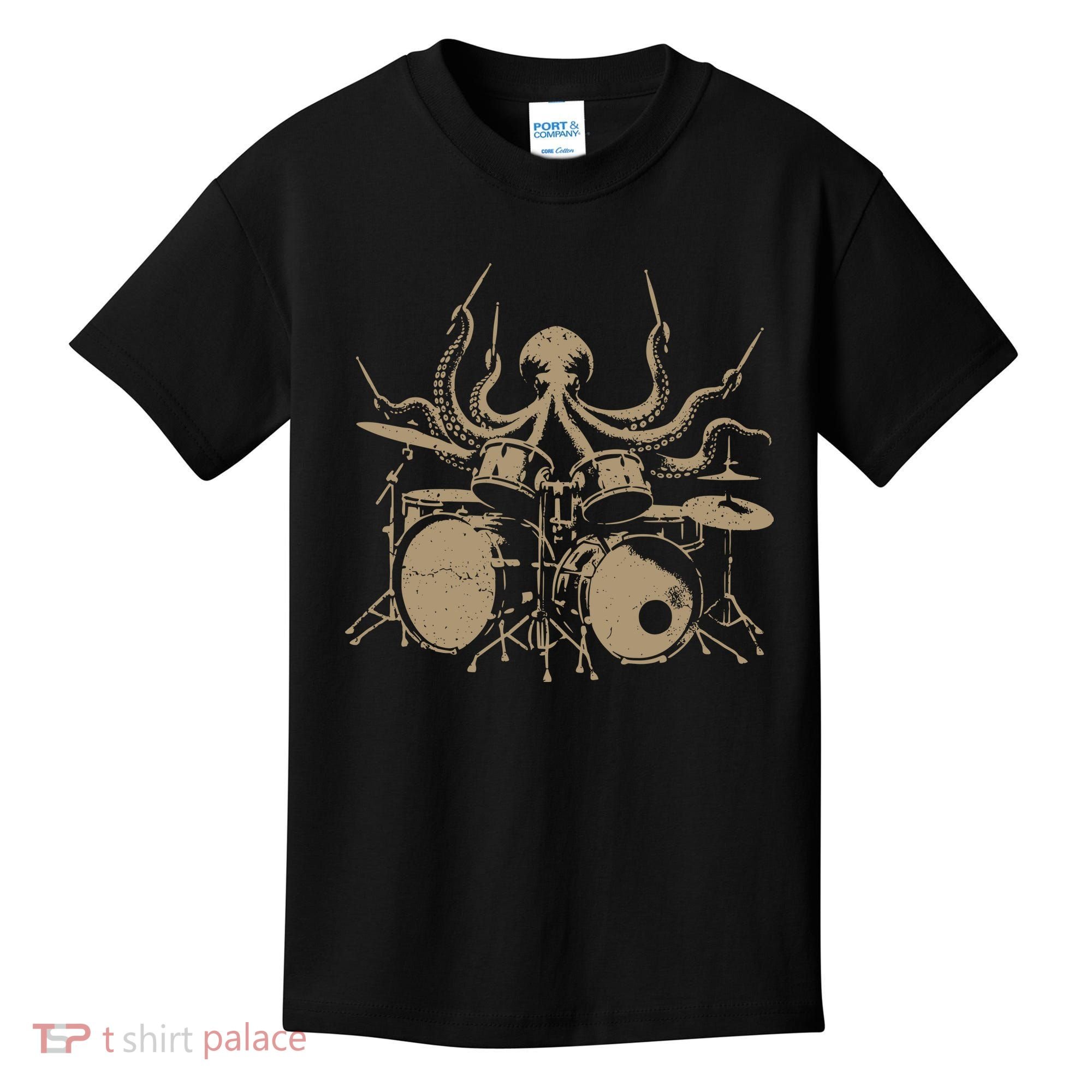 Octopus Drummer Rock N Roll Band Kids T-Shirt