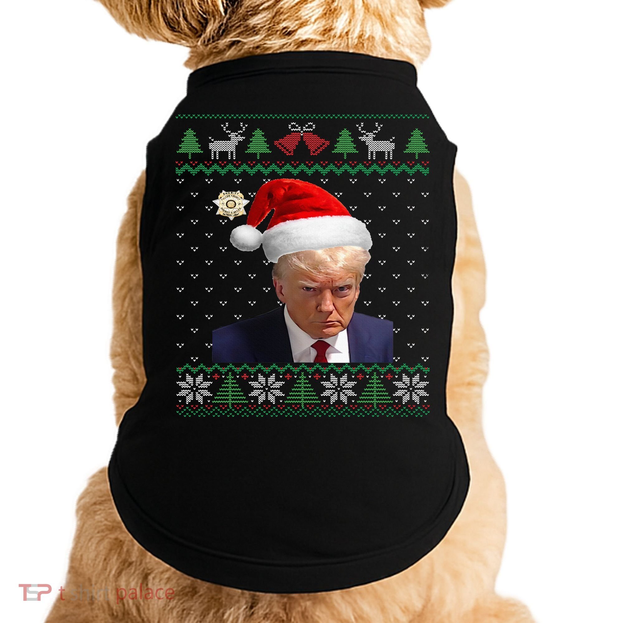 Official Donald Trump Mug Shot Ugly Christmas  Doggie Tank