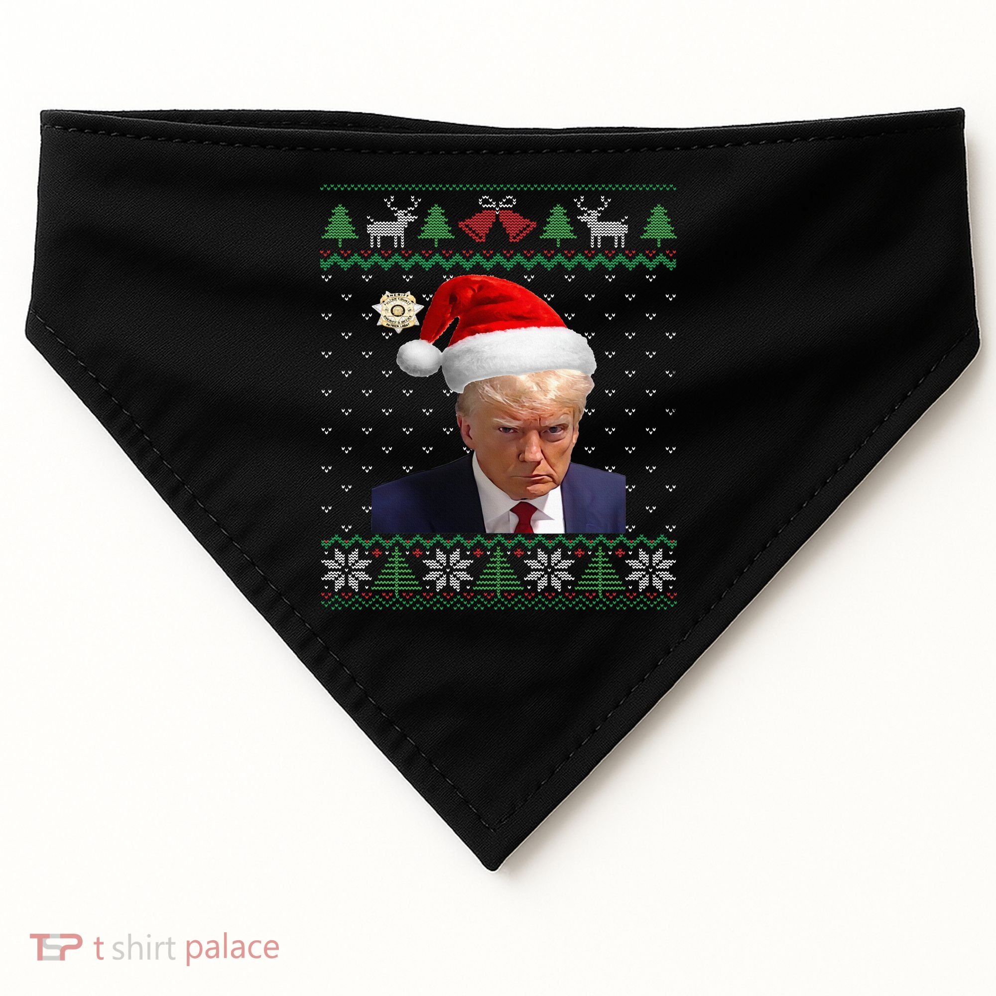 Official Donald Trump Mug Shot Ugly Christmas  USA-Made Doggie Bandana