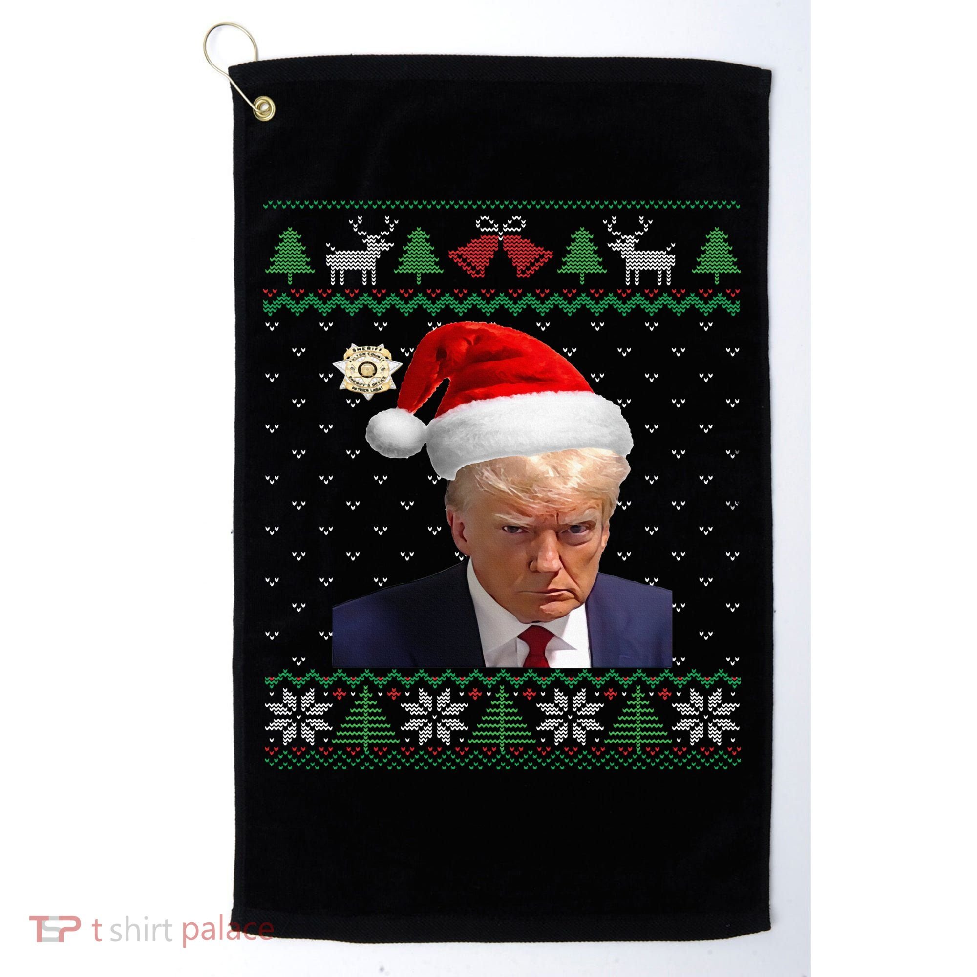 Official Donald Trump Mug Shot Ugly Christmas  Golf Towel