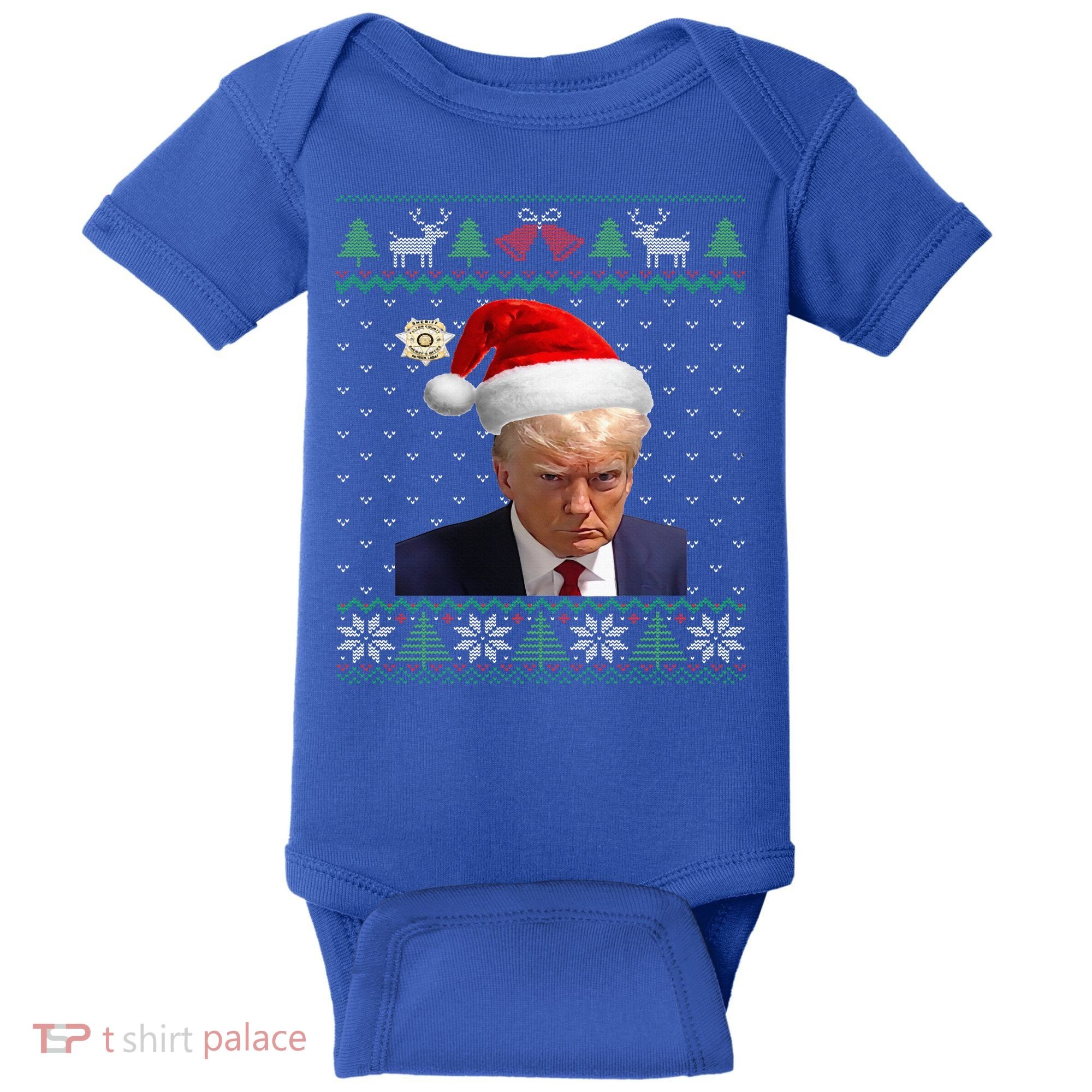 Official Donald Trump Mug Shot Ugly Christmas  Baby Bodysuit