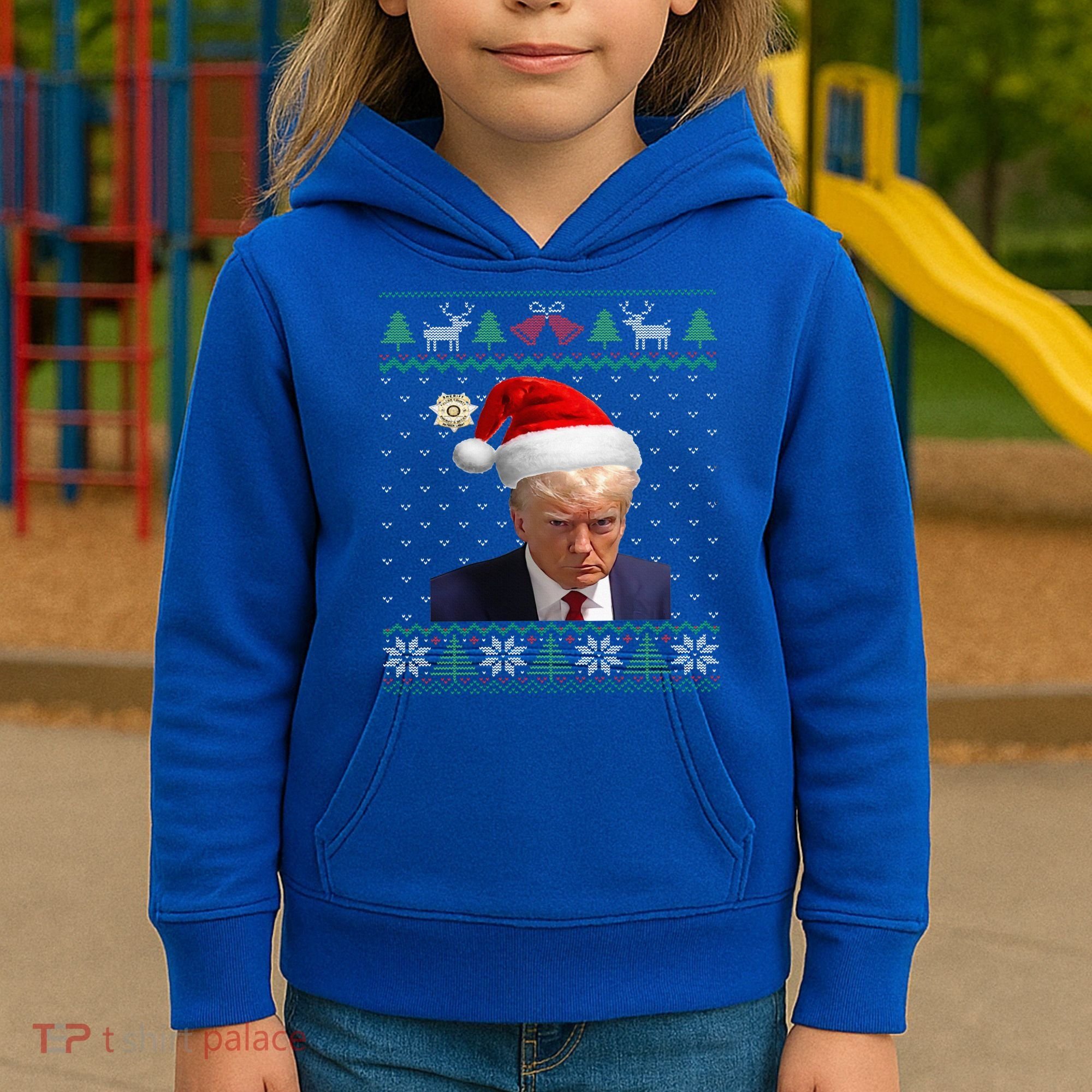 Official Donald Trump Mug Shot Ugly Christmas  Kids Hoodie