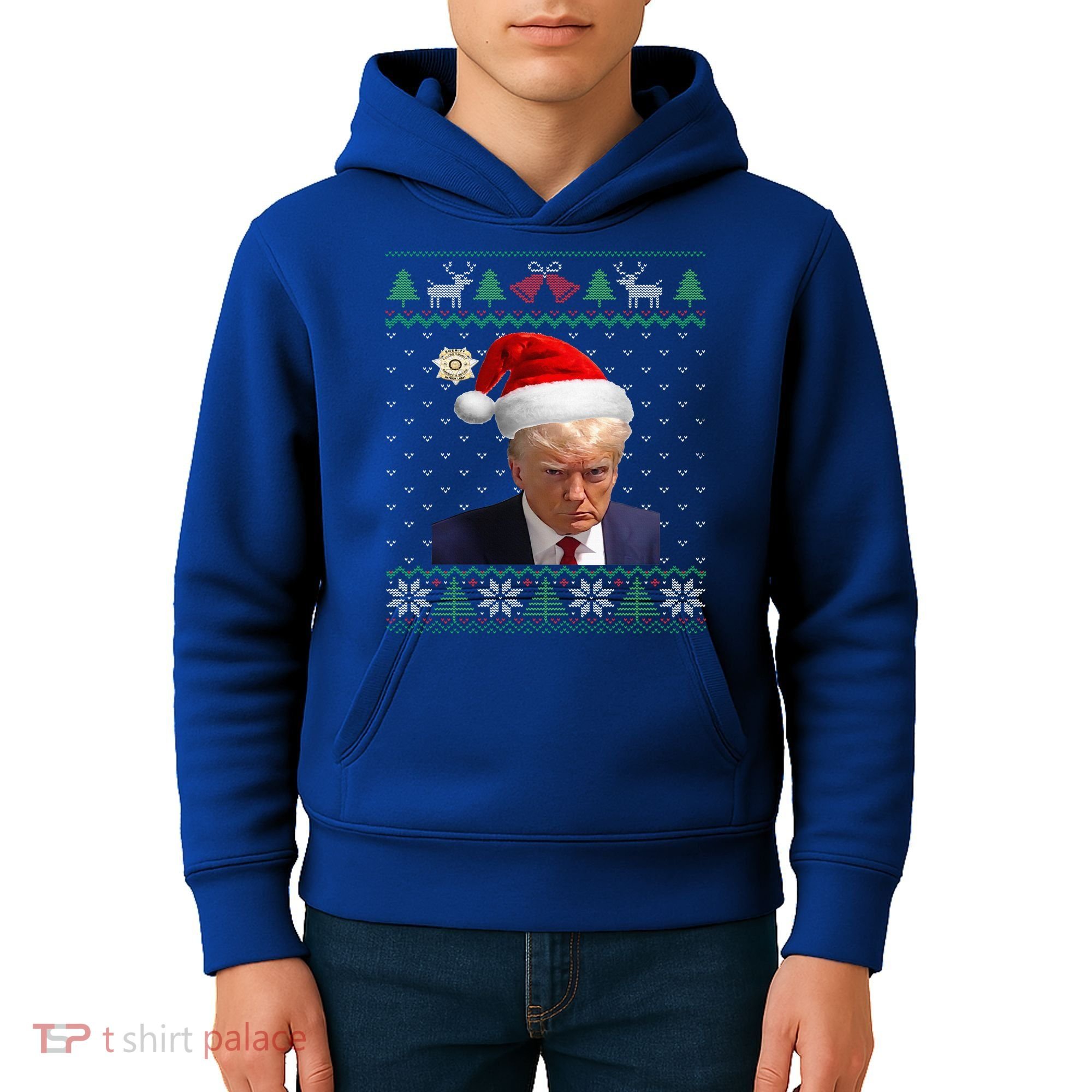 Official Donald Trump Mug Shot Ugly Christmas  Kids Hoodie