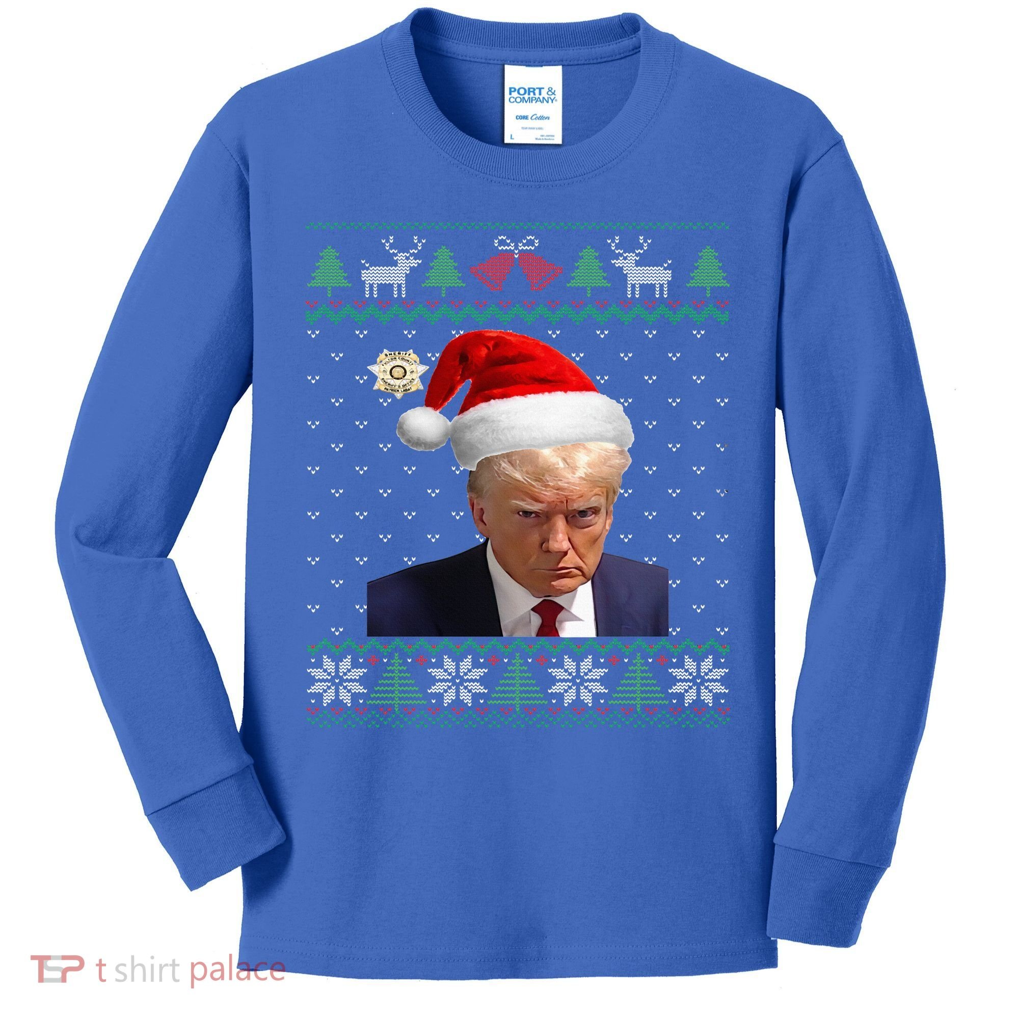 Official Donald Trump Mug Shot Ugly Christmas  Kids Long Sleeve Shirt