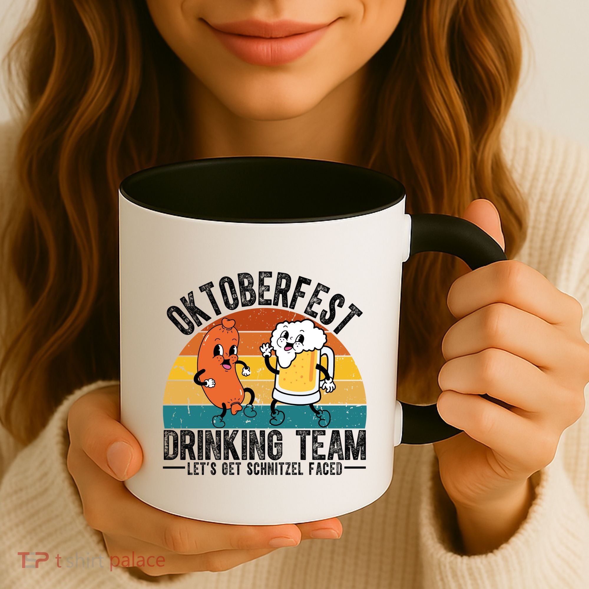 Oktoberfest Drinking Team Lets Get Schnitzel Faced Funny Coffee Mug