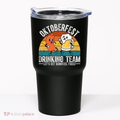 Oktoberfest Drinking Team Lets Get Schnitzel Faced Funny Tumbler