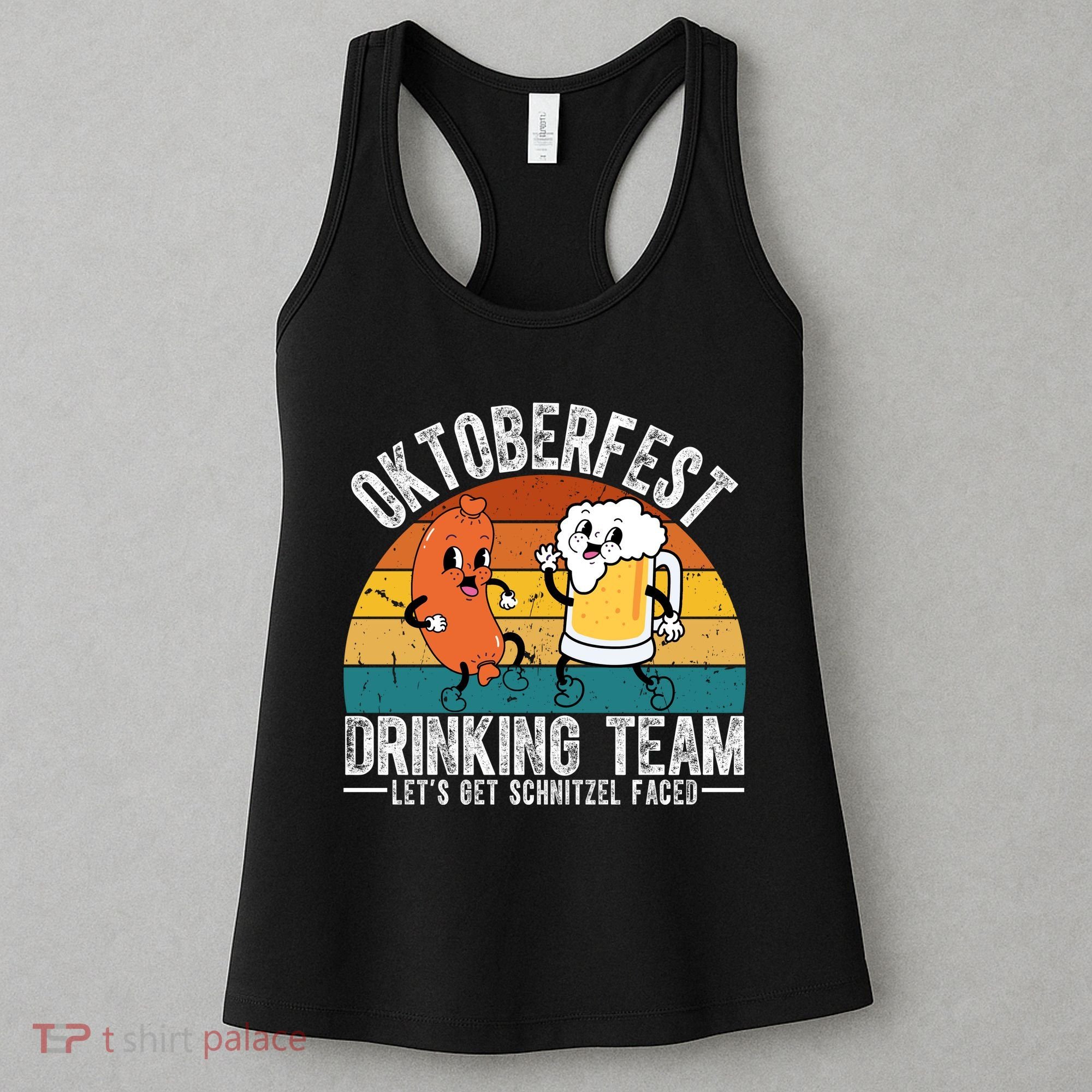 Oktoberfest Drinking Team Lets Get Schnitzel Faced Funny Women's Tank Top