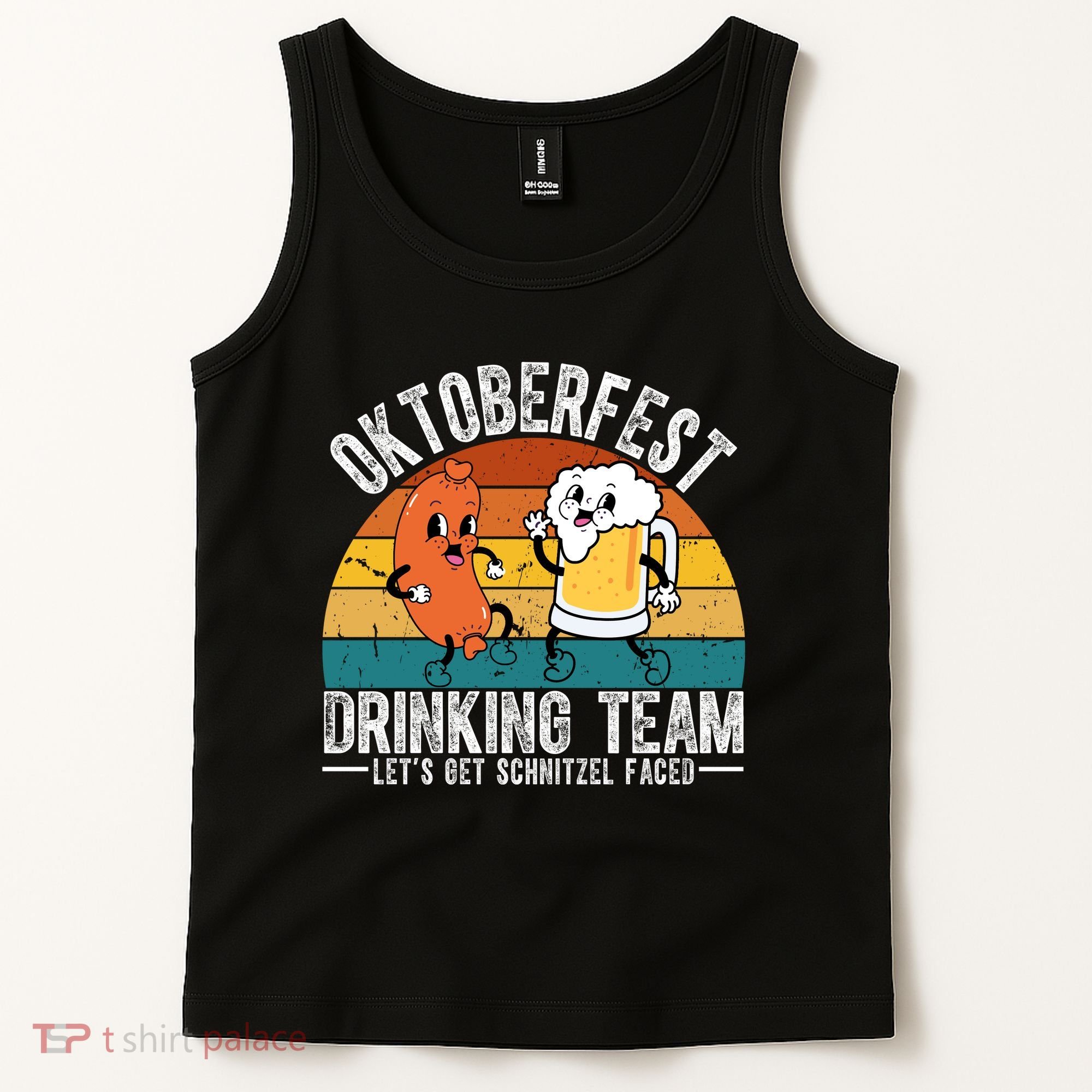 Oktoberfest Drinking Team Lets Get Schnitzel Faced Funny Tank Top
