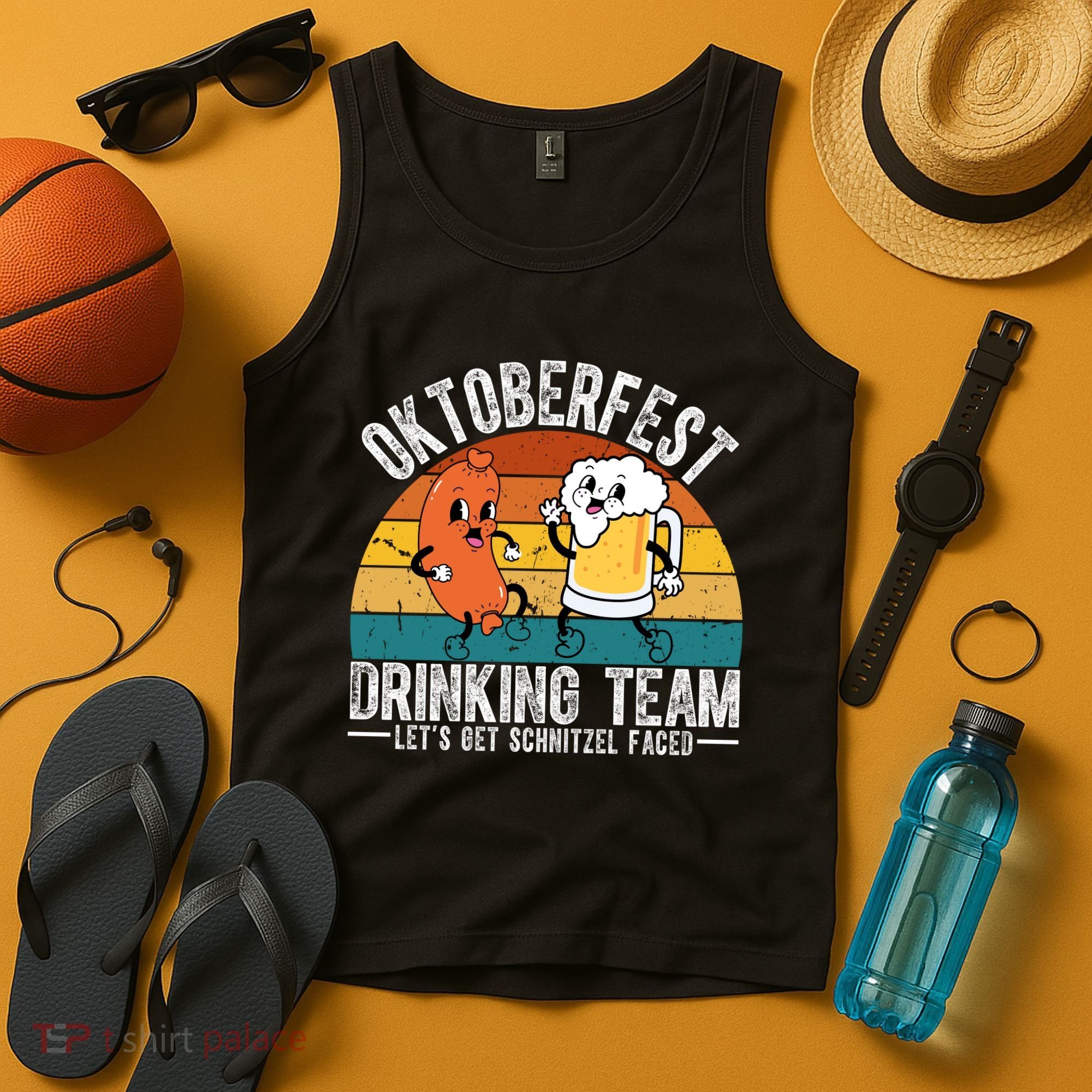 Oktoberfest Drinking Team Lets Get Schnitzel Faced Funny Tank Top