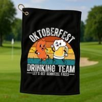 Oktoberfest Drinking Team Lets Get Schnitzel Faced Funny Golf Towel thumb 1