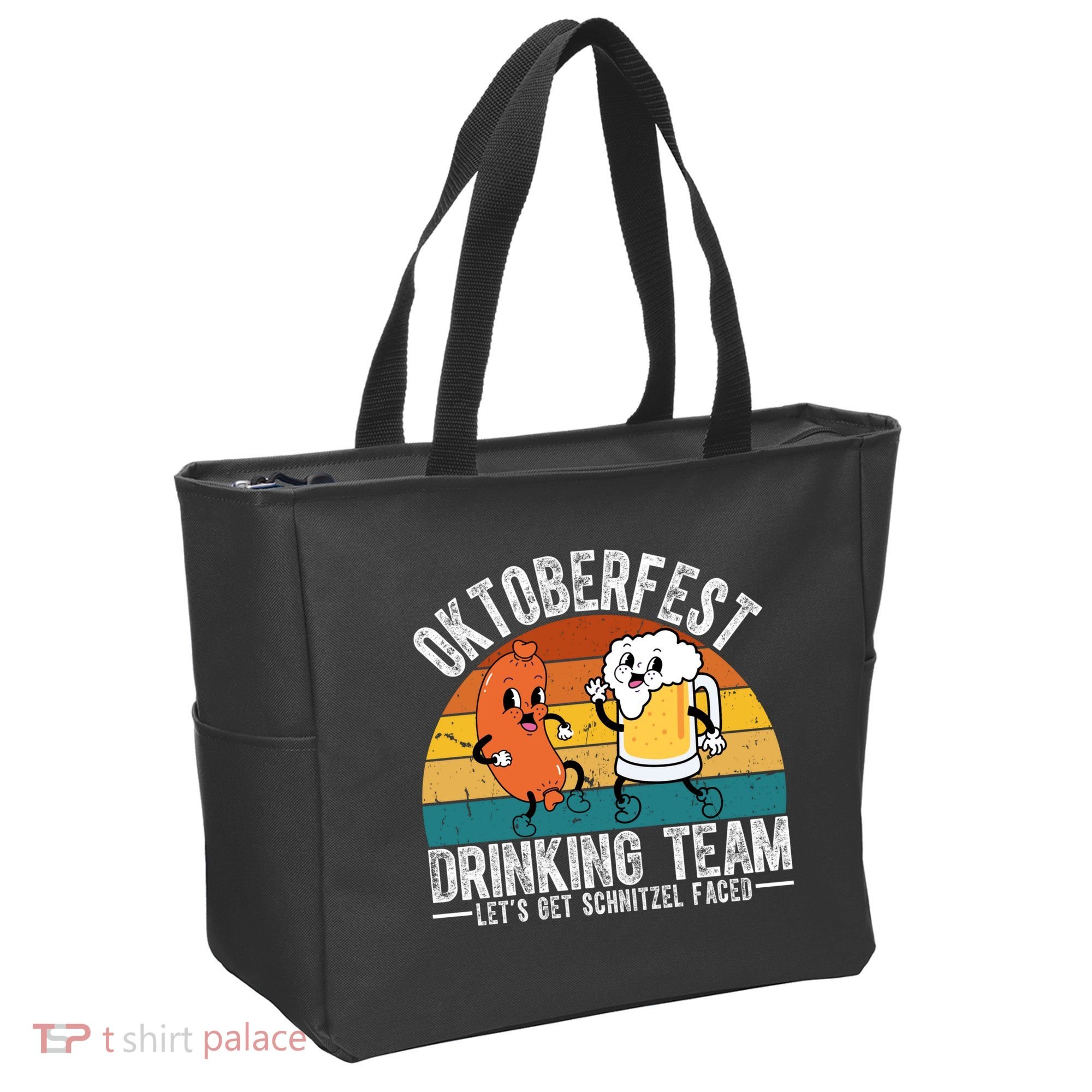 Oktoberfest Drinking Team Lets Get Schnitzel Faced Funny Tote Bag
