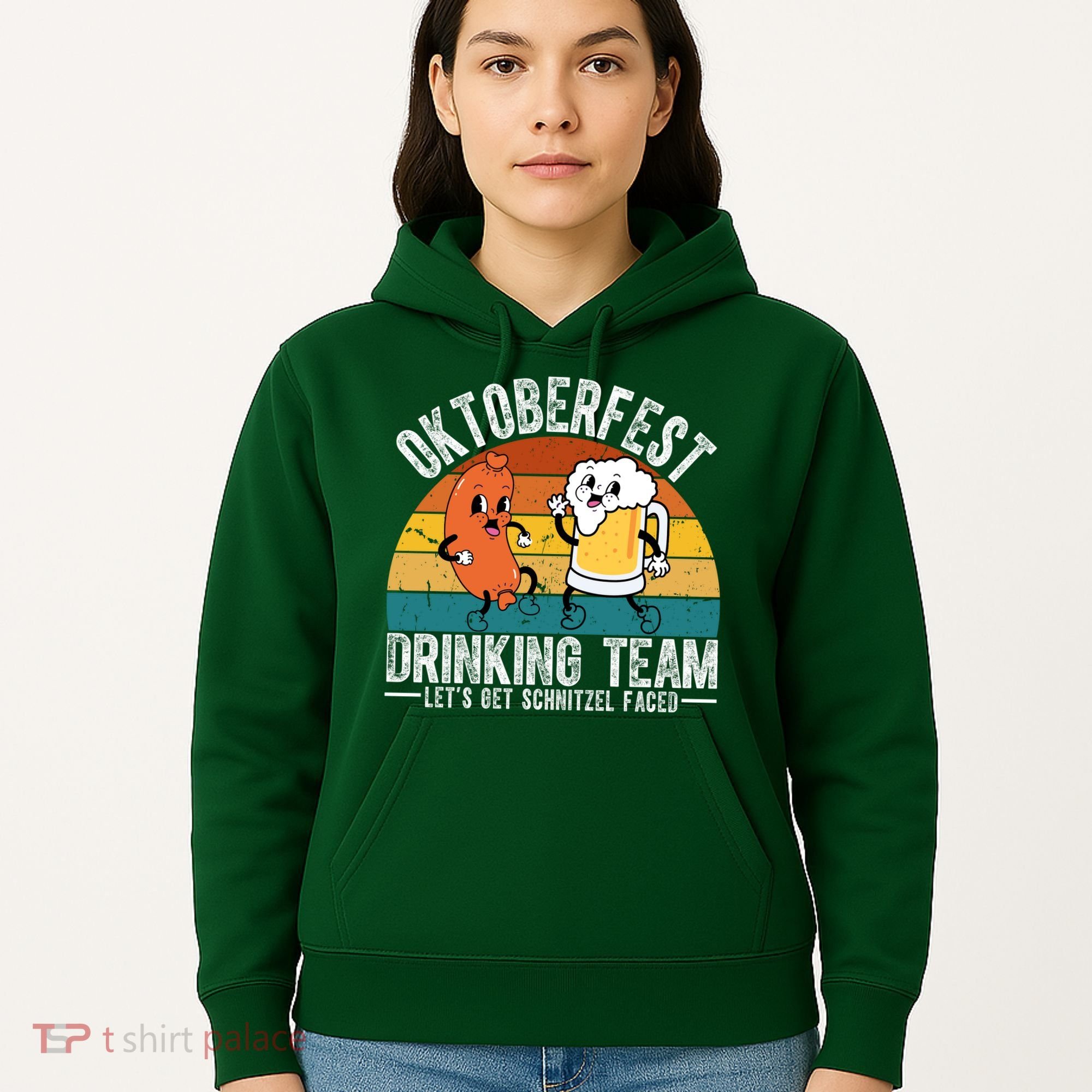 Oktoberfest Drinking Team Lets Get Schnitzel Faced Funny Hoodie