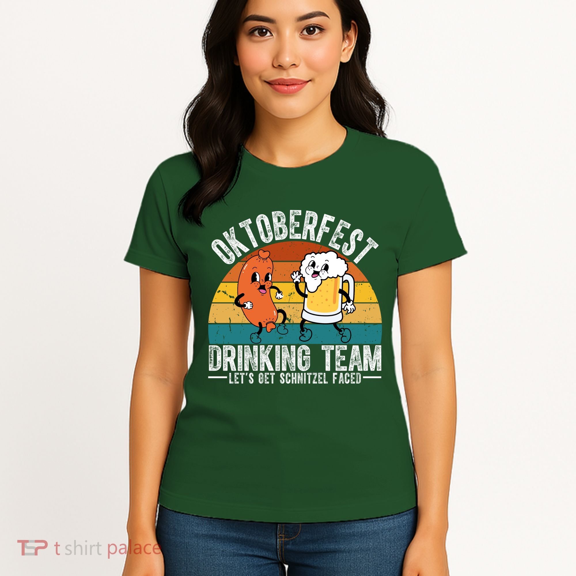 Oktoberfest Drinking Team Lets Get Schnitzel Faced Funny Women's T-Shirt