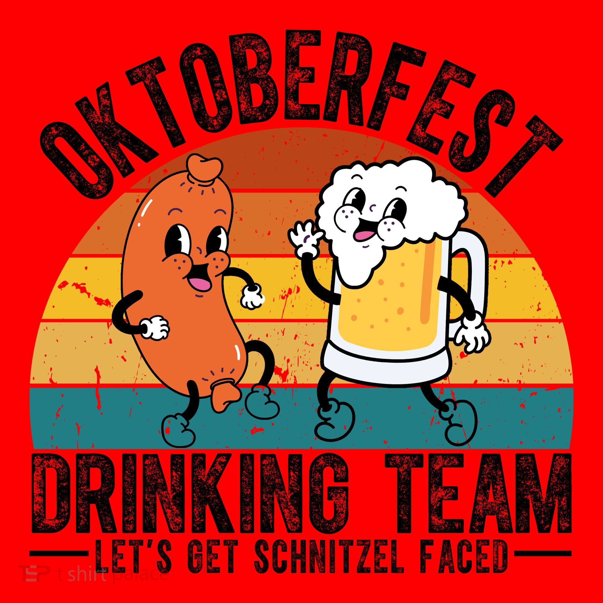 Oktoberfest Drinking Team Lets Get Schnitzel Faced Funny Santa Hat