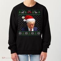 Official Donald Trump Mug Shot Ugly Christmas Women's Sweatshirt thumb 0