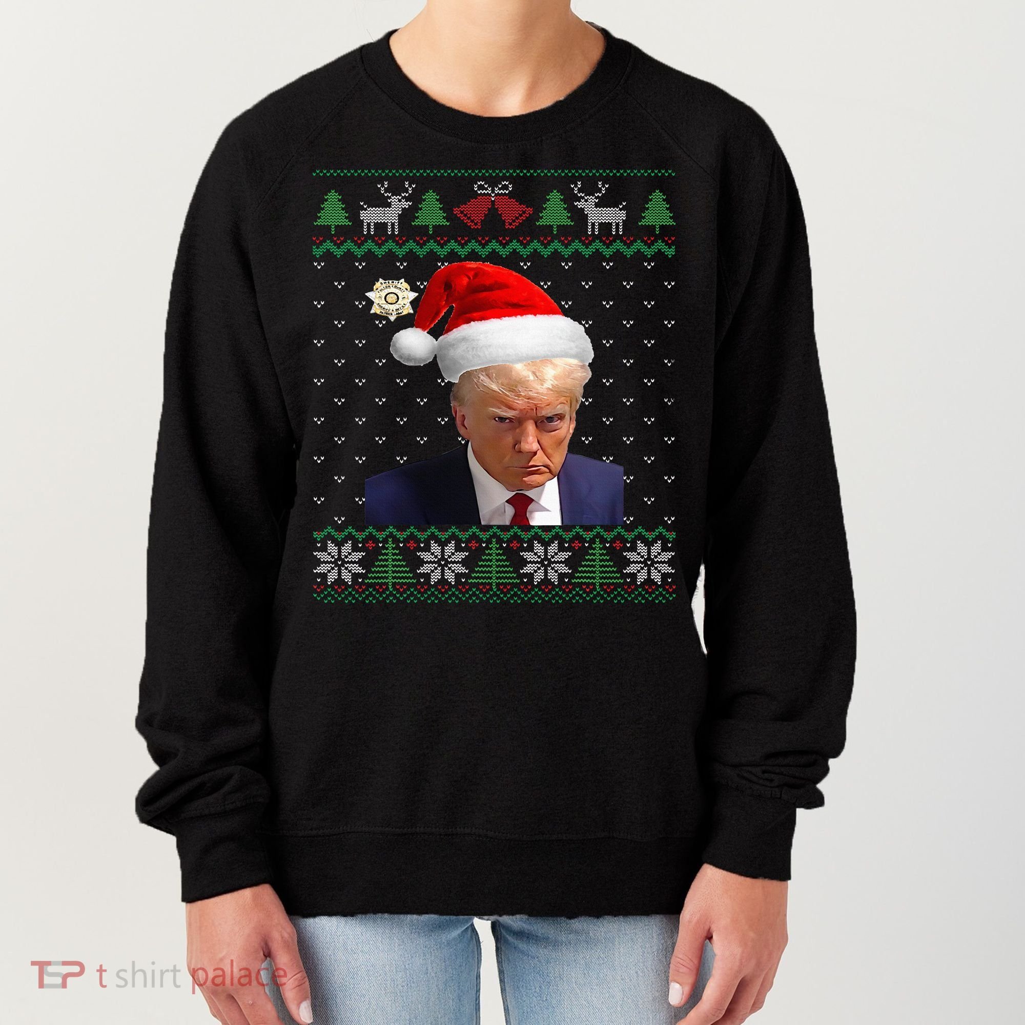 Official Donald Trump Mug Shot Ugly Christmas Women's Sweatshirt