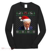 Official Donald Trump Mug Shot Ugly Christmas Long Sleeve Shirt thumb 0