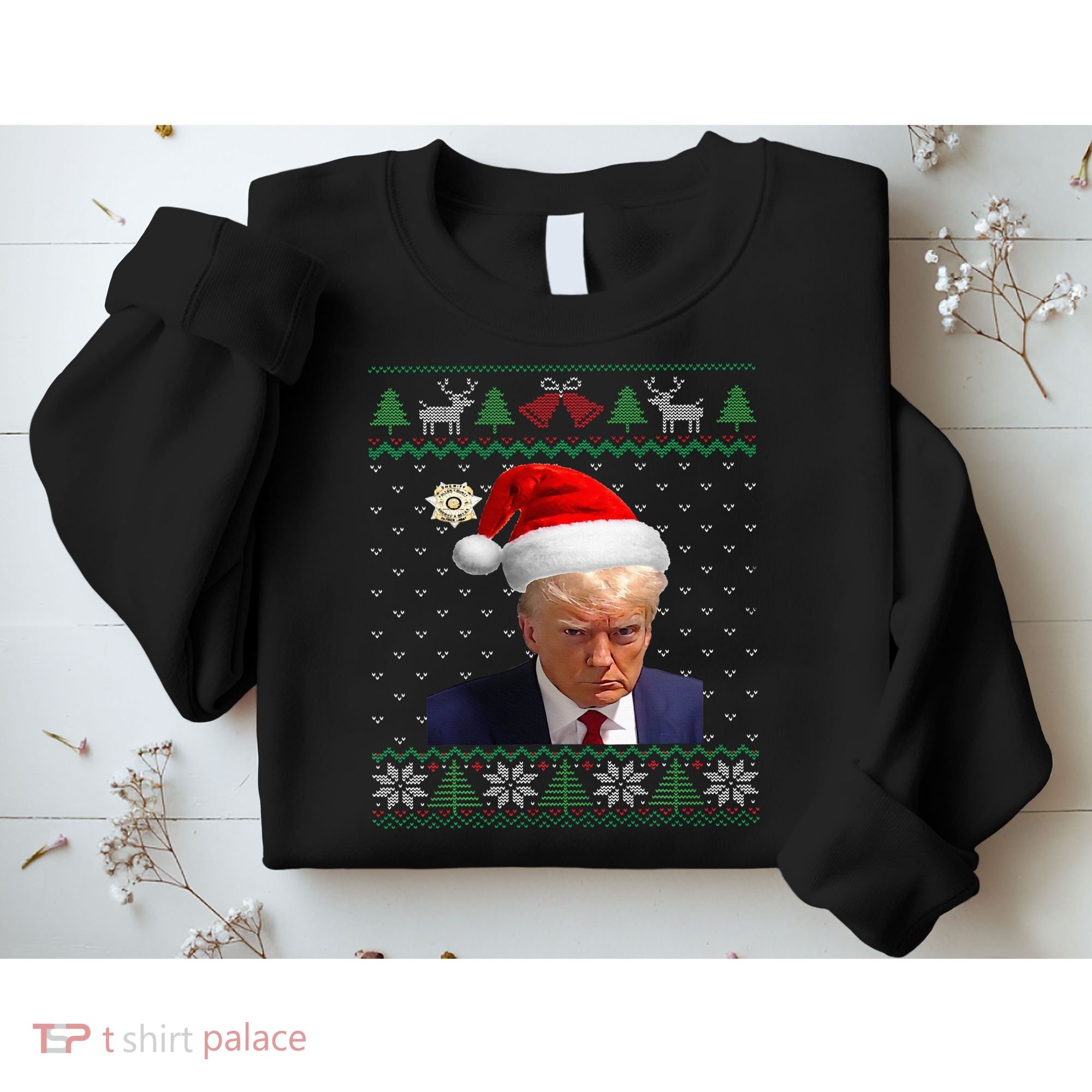 Official Donald Trump Mug Shot Ugly Christmas Sweatshirt
