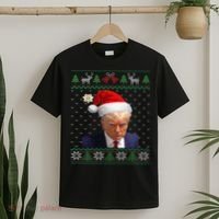 Official Donald Trump Mug Shot Ugly Christmas T-Shirt thumb 2