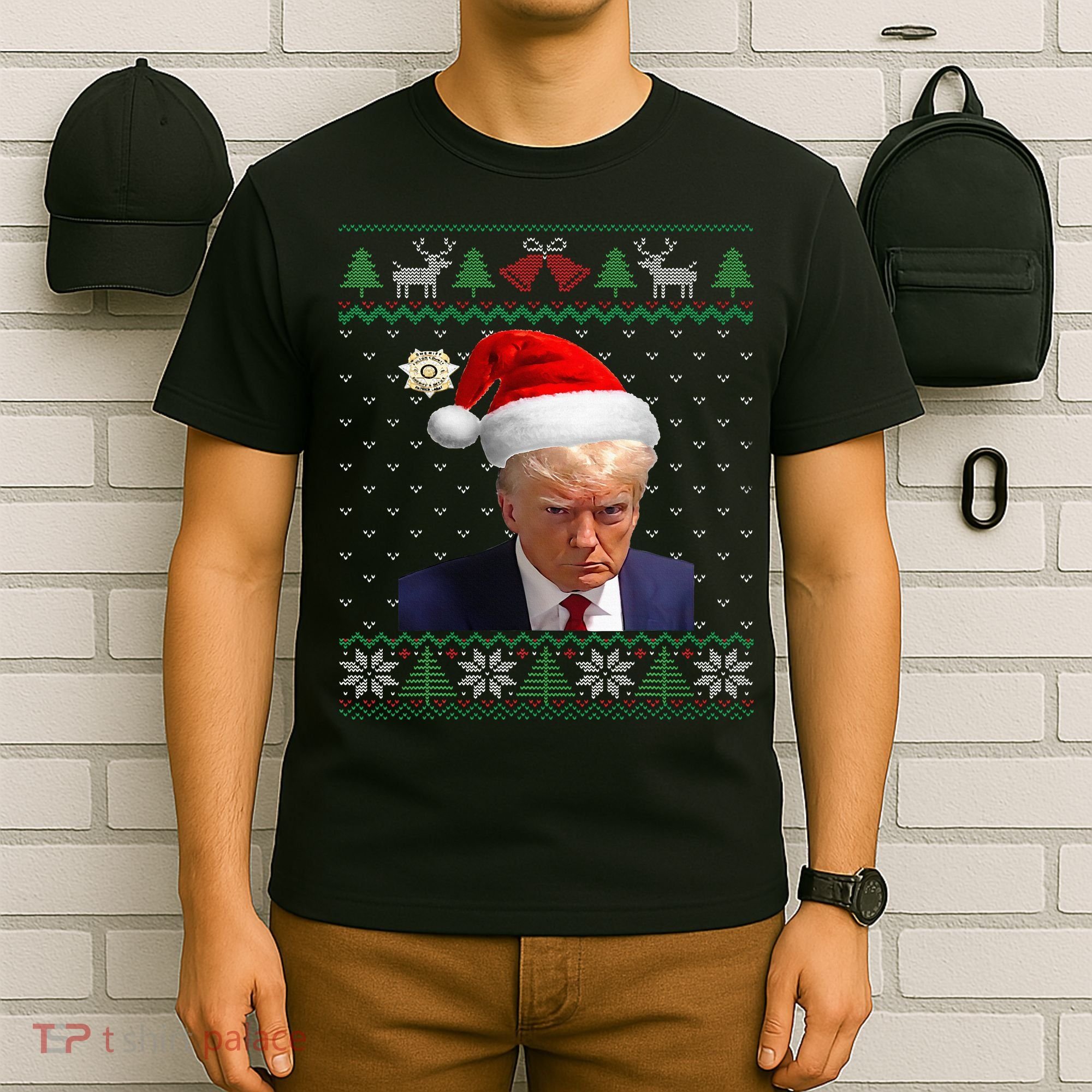 Official Donald Trump Mug Shot Ugly Christmas T-Shirt