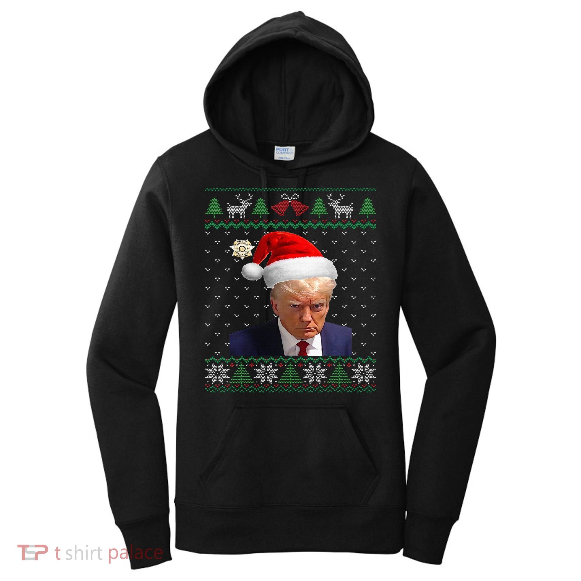 Official Donald Trump Mug Shot Ugly Christmas Women's Hoodie