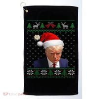 Official Donald Trump Mug Shot Ugly Christmas Golf Towel thumb 0