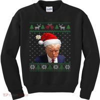 Official Donald Trump Mug Shot Ugly Christmas Kids Sweatshirt thumb 0