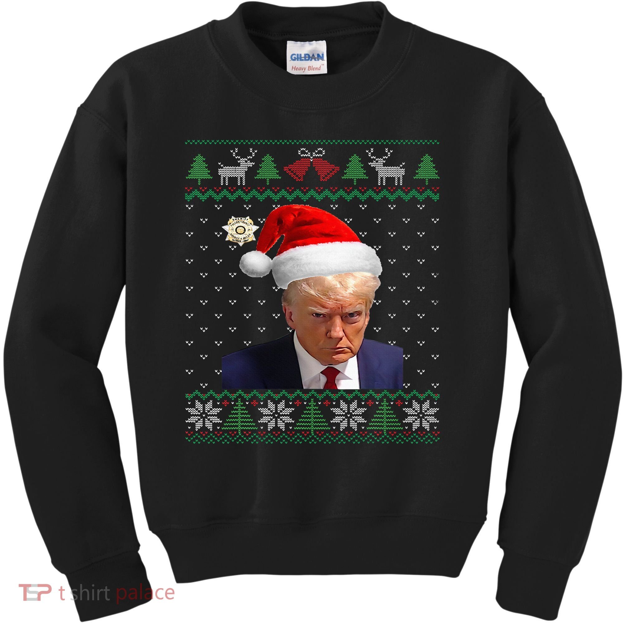 Official Donald Trump Mug Shot Ugly Christmas Kids Sweatshirt