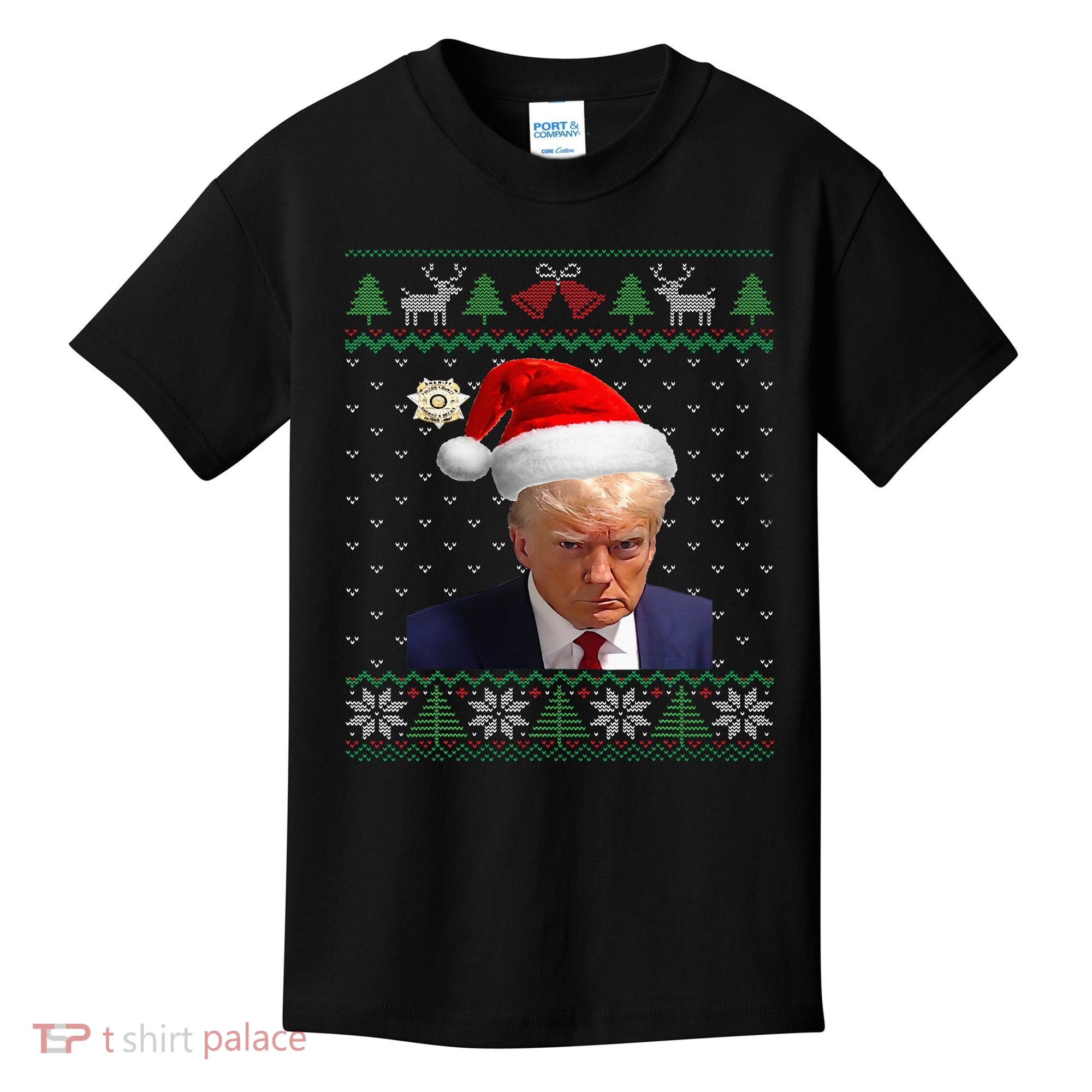 Official Donald Trump Mug Shot Ugly Christmas Kids T-Shirt