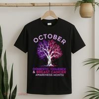 October Domestic Violence & Breast Cancer Awareness Month T-Shirt thumb 2