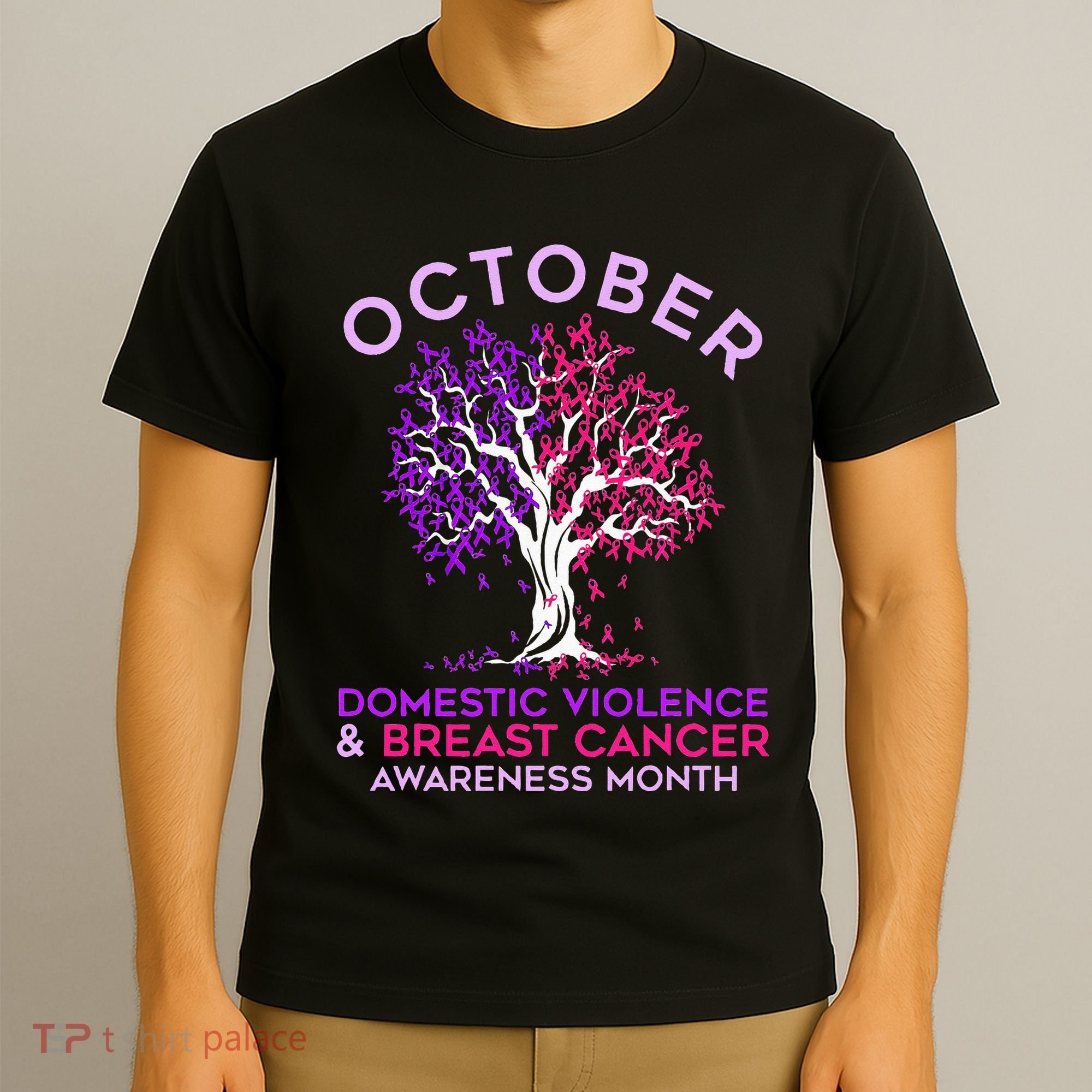 October Domestic Violence & Breast Cancer Awareness Month T-Shirt