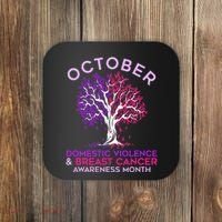 October Domestic Violence & Breast Cancer Awareness Month Coaster thumb 0