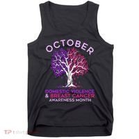 October Domestic Violence & Breast Cancer Awareness Month Tank Top thumb 0